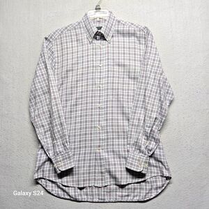 Men's Plaid Shirt - White and Purple